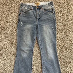 Democracy  "Ab"solution High Rise Finished Fray Hem Itty Bitty Boot Jeans Size 8